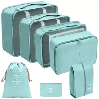 Kit 7 Peças Bolsas Organizadoras Para Mala Roupas Bagagem Viagem Maquiagem