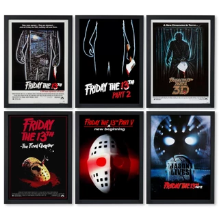 Quadro Coleção Sexta-feira 13 Jason Friday The 13th Terror Slasher Moldura A4 e A3
