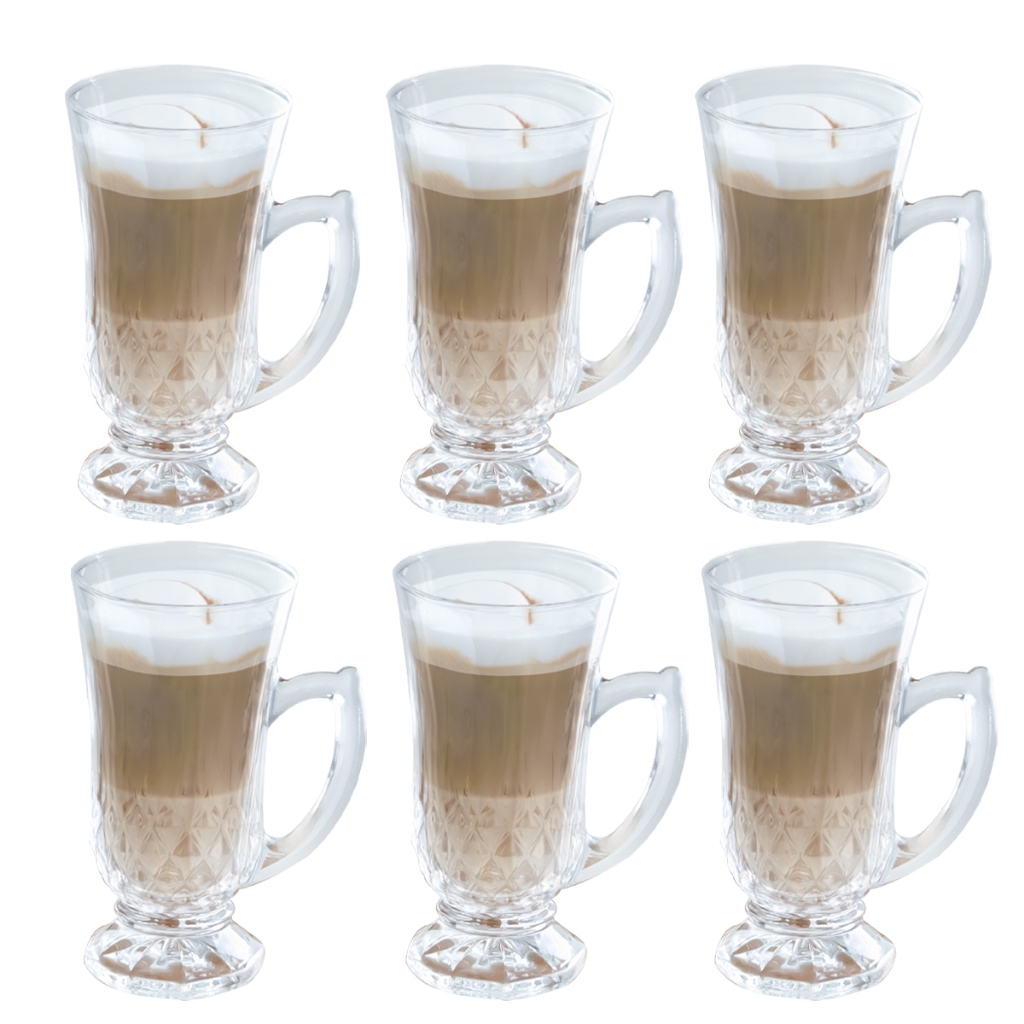 Jogo 6 Peças Canecas Capuccino Nespresso Em Vidro Prisma Coffee 180ml