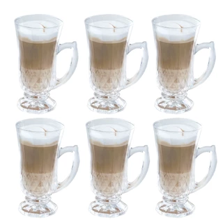 Jogo 6 Peças Canecas Capuccino Nespresso Em Vidro Prisma Coffee 180ml