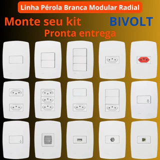 Tomada Interruptor 10A 20A Linha Pérola Branca Modular RADIAL Tomada Apagador Paralelo Simples