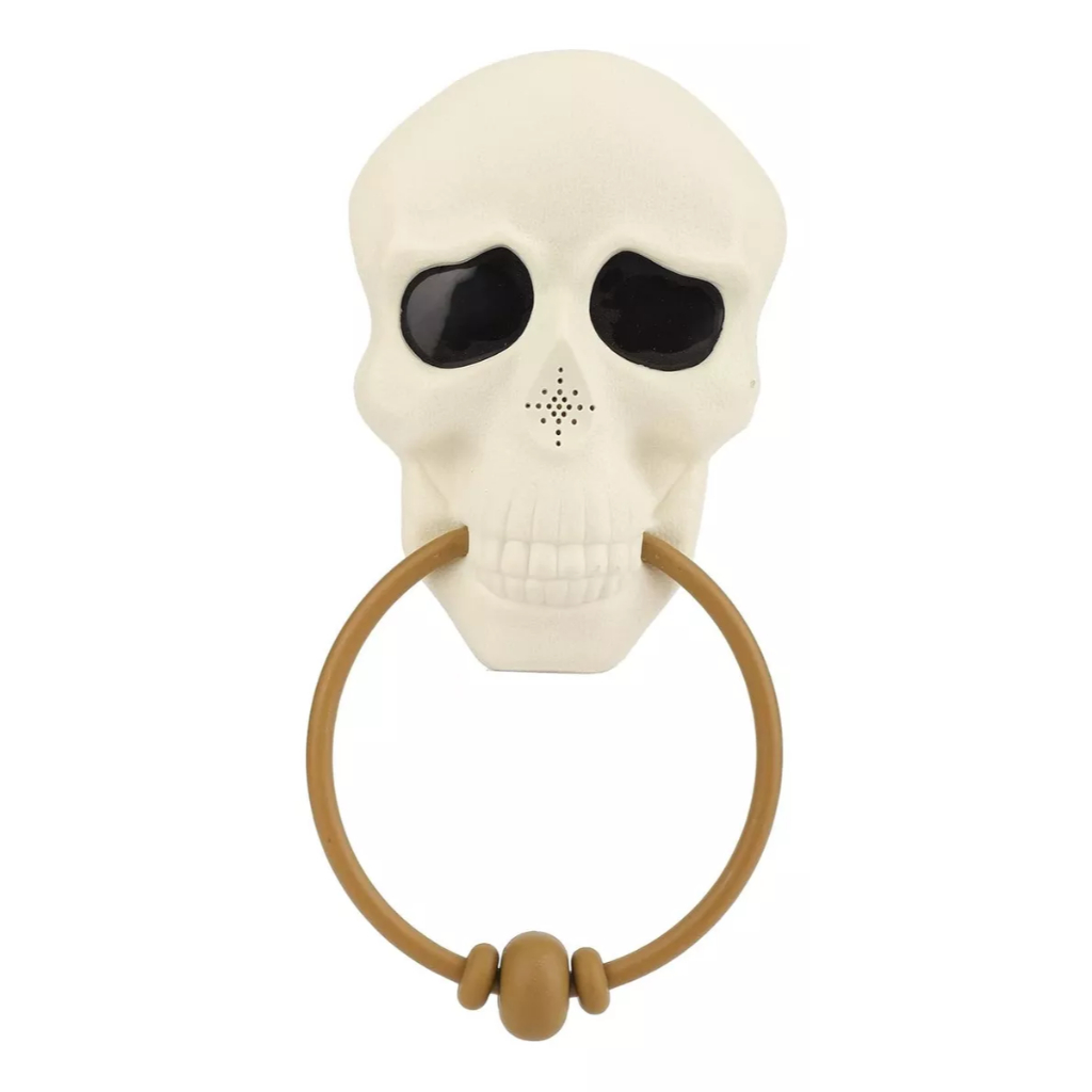 Enfeite Halloween Campainha Caveira Com Luz Som Branca