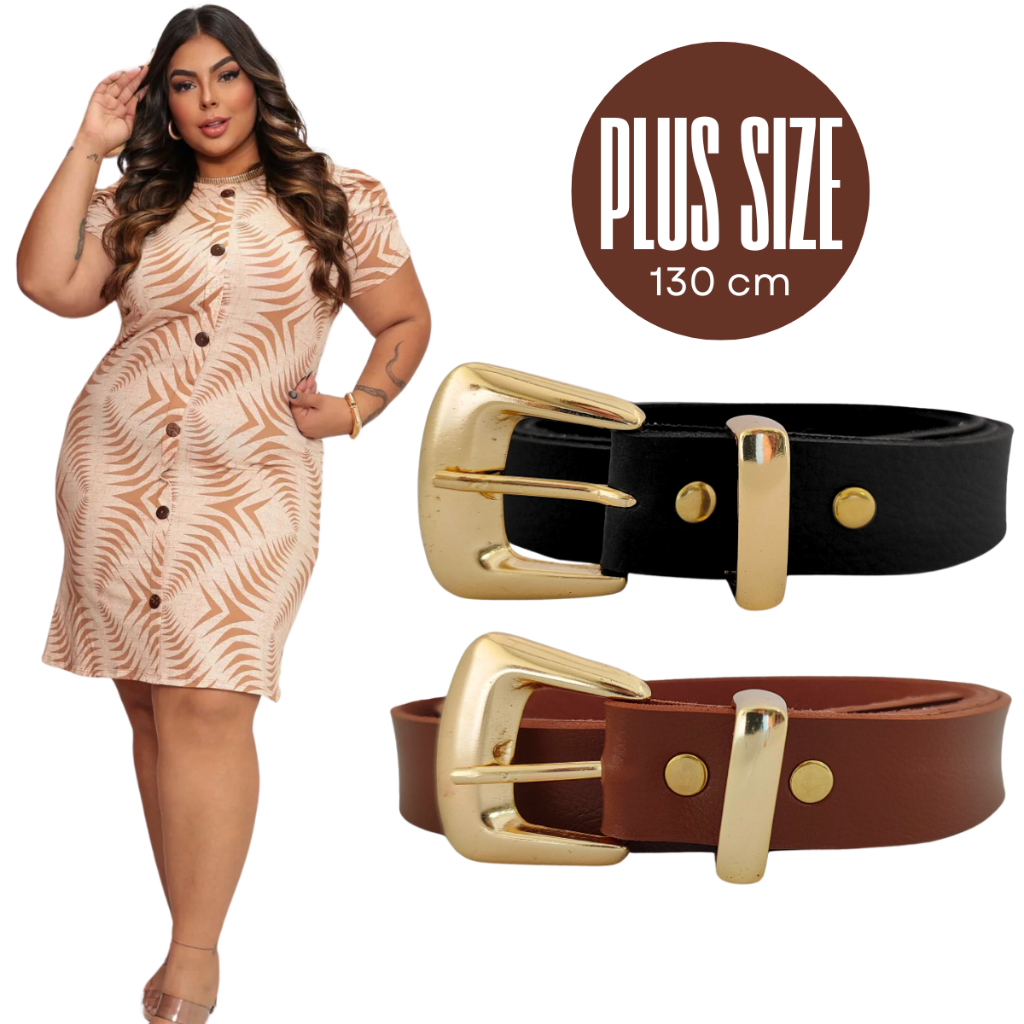 Cinto Feminino Plus Size Fivela Dourada Preto Branco Marrom Bege ...