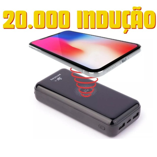 Power Bank Carregador Sem Fio Indução 20.000mah Usb