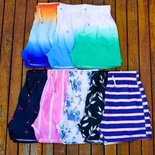 Short Mauricinho Casual Tactel Poliéster Praia Bermuda Masculino Estilo Corrida Verão Natação Lazer