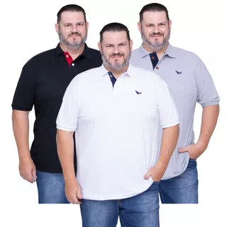 Kit 3 camisas gola polo masculina Estilo E conforto Plus size