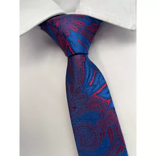 Gravata Slim Kashmir Fuscia e Azul - 2400 fios
