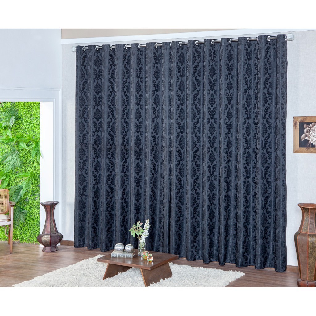 Cortina Grande Jacquard Luxo Para Sala Quarto e Escritório 3,00 X 2,70 ...
