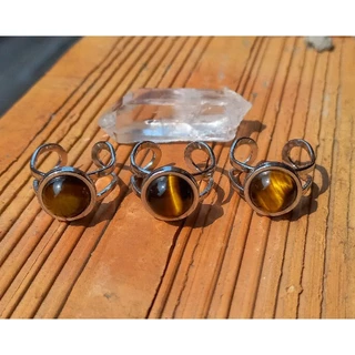 Anel Olho de Tigre 10mm Aro Duplo em aço inox Ajustável