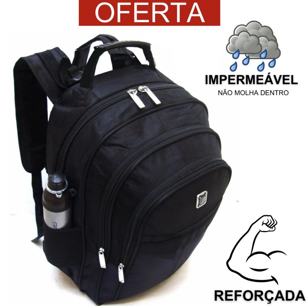 Mochila Escolar Notebook Impermeável Alca Cabo Aço