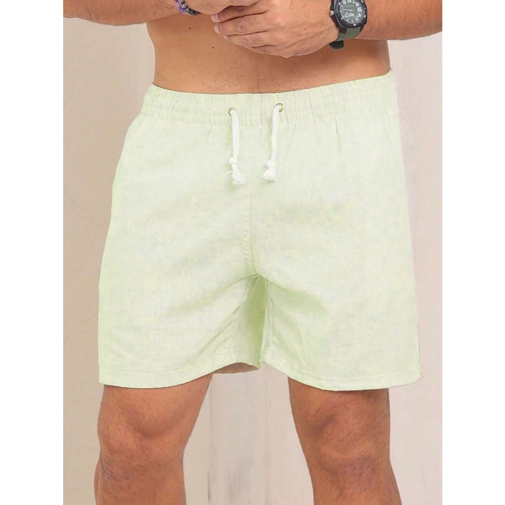 Bermuda Short Linho Natural Masculino Casual Praia Verão
