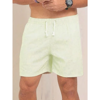 Bermuda Short Linho Natural Masculino Casual Praia Verão