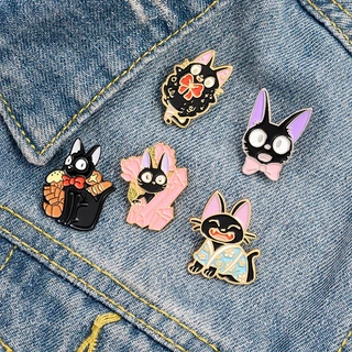 Kit 5 Broche Decorativo Gatinho Kiki Metal Para Mochilas Camisas Calças Chapéus