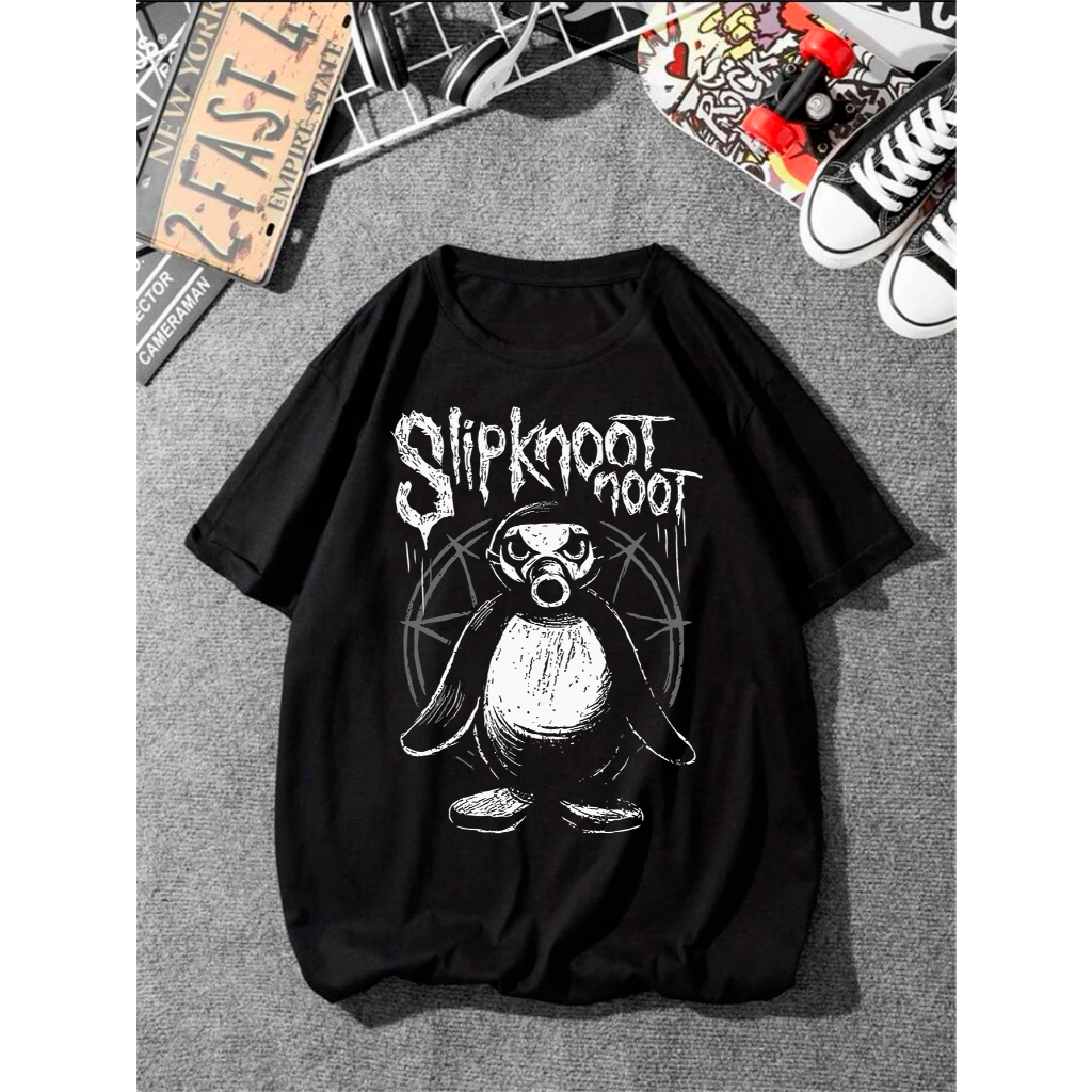 Camisa Banda De Rock Slipknot Pinguim Unissex Camiseta Básica - Envio Imediato - Galaxy Shoppp