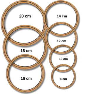 Kit 7 Bastidores de 7cm a 20cm, bastidor de mdf 3mm, Moldura Bordado Crochê 14 peças