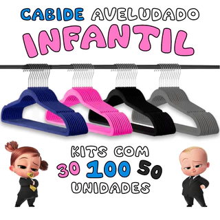 Kit Cabides Veludo De Roupa Antideslizante Slim Infantil