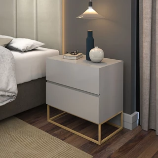 Mesa Cabeceira Eros 2 Gavetas estilo Industrial Pés de Ferro Para Quarto Casal em Oferta na Shopee