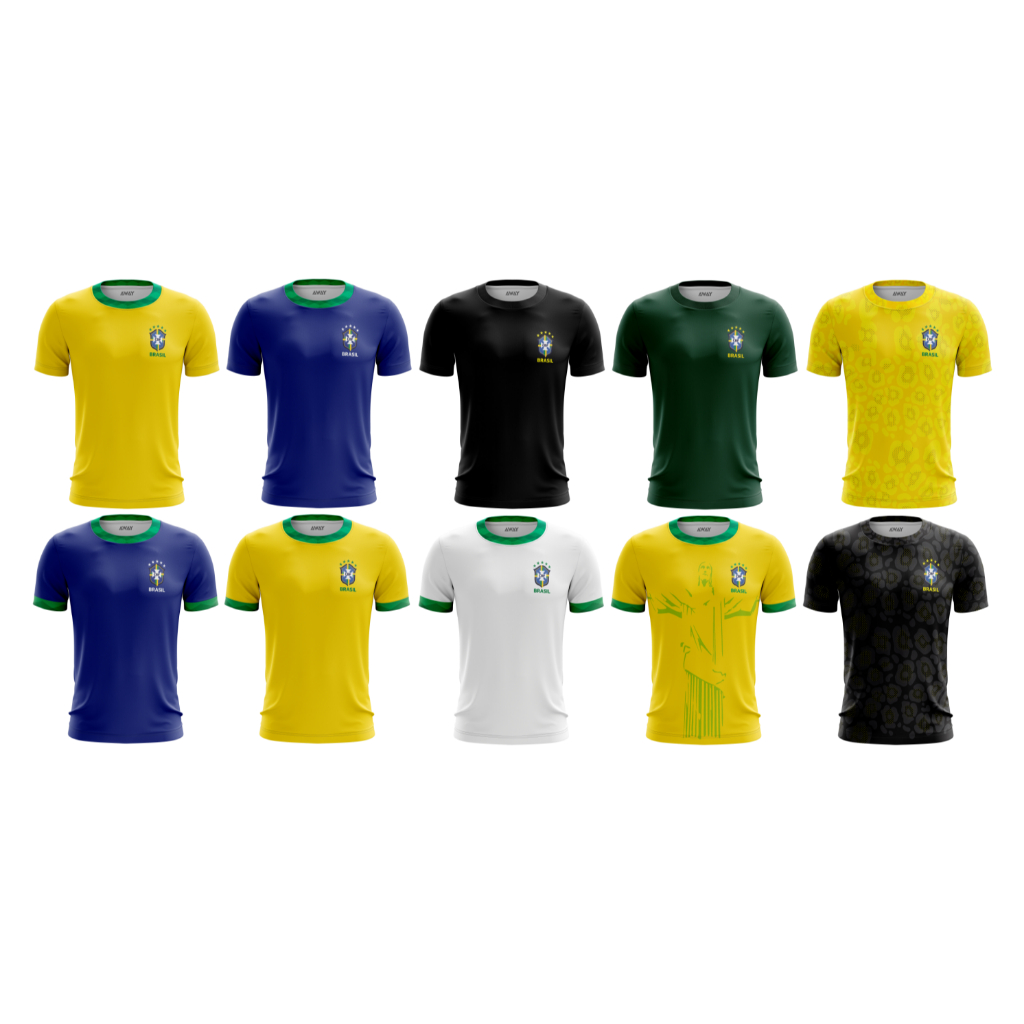 Camisa Camiseta Dryfit Com Proteção Uv Seleção Adulto e Infantil / Academia / Treino / Corrida / Piscina / Luta / Futebol Brasil