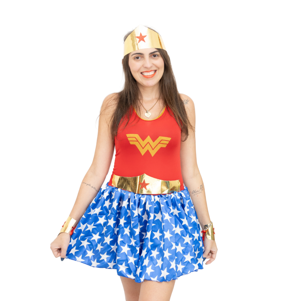 Fantasia Mulher-Maravilha Adulto Brilhe como um Heroina Shopee