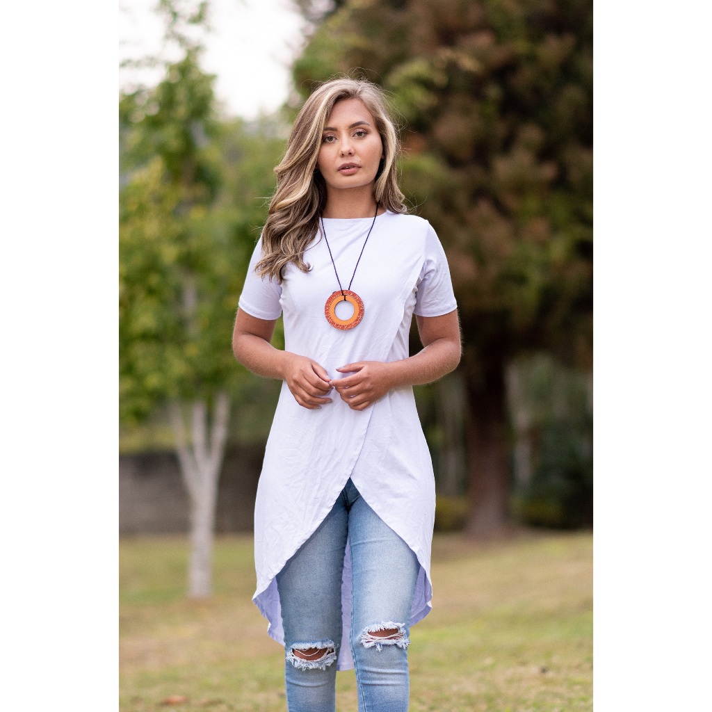 Blusa Moulet Transpassada Manga Curta