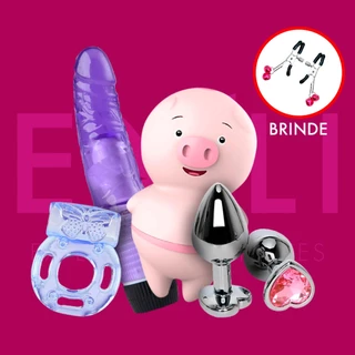 Kit Sex Shop Vibrador Feminino Estimulador Sugador de Clitoris Porquinho Com Consolo Jelly Personal