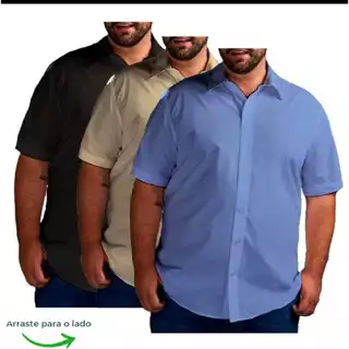 Camisa Social Masculina Blusa Extra Grande Plus Size Manga Curta Camiseta Premium Luxo