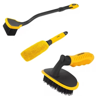 Super Kit Limpa Pneu e Roda De Carro Moto Caminhão - 3 Escovas Vonder