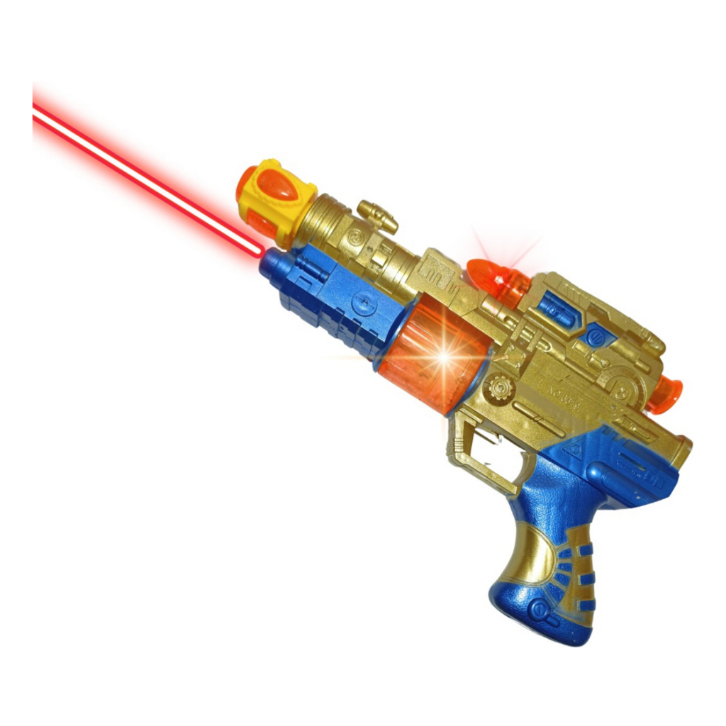 Brinquedo Pistola Infantil Dourada com Laser Som e Luzes | Shopee Brasil