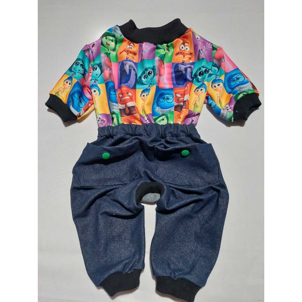 Jardineira Jeans macacão para pet cão e gatos