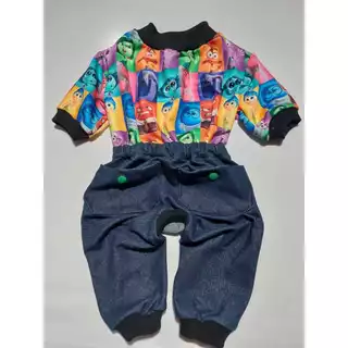 Jardineira Jeans macacão para pet cão e gatos