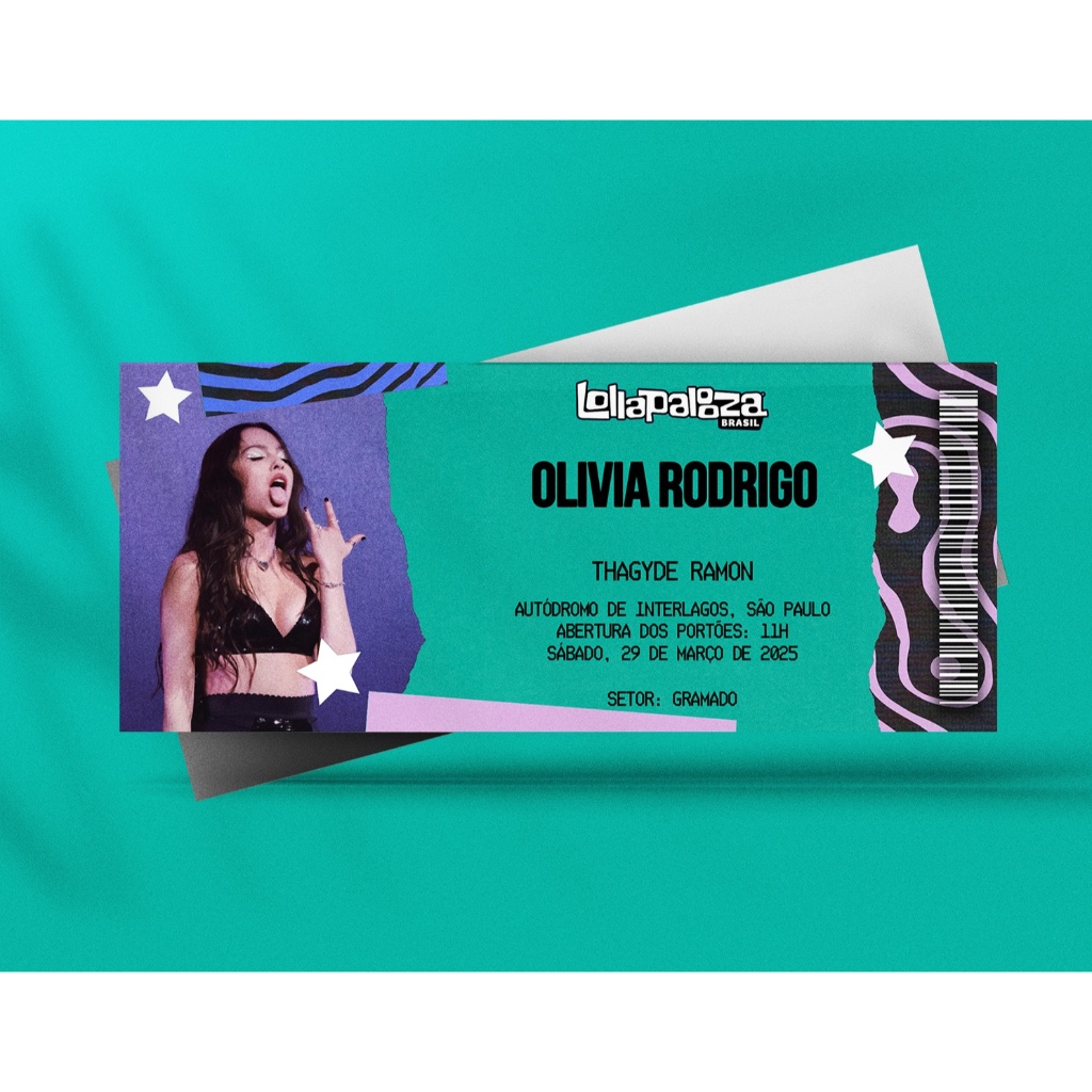 Ingresso Holográfico Olivia Rodrigo Lollapalooza 2025 Shopee Brasil