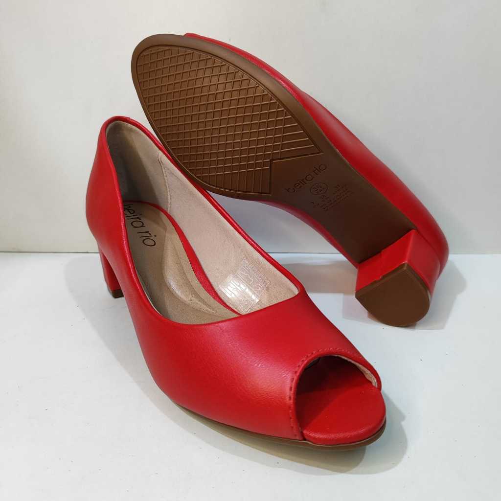 Sapato Peep Toe Salto Turim Vermelho 4777400 - Beira Rio Sapato Peep Toe Salto Turim Vermelho 4777400 - Beira Rio
