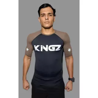 Rash Guard Kingz Jiu Jitsu Muay Thai Kickboxing No - GI Treino MMA Manga Curta - P M G GG G1 G2 G3