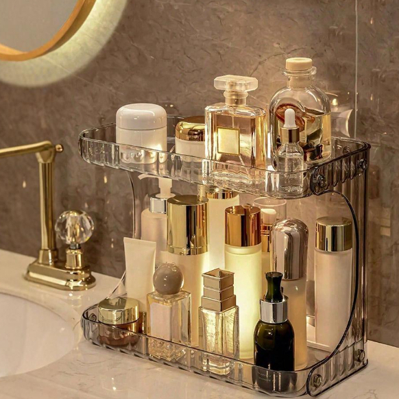 Prateleira Organizador Diamante Acrílico Porta Maquiagem Suporte Multiuso De Mesa