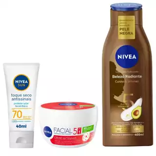 Kit Nivea Intenso Protet. Solar Fps70 + Hidratante Facial + Corporal 400mL
