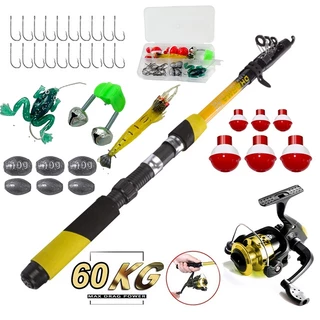 Vara De Pesca 60-120lbs Completa Com Molinete Esportiva Ao Ar Livre Robalo Portátil