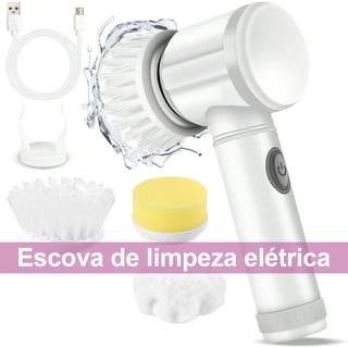 Escova Eletrica de Limpeza 5 em 1 Sem Fio Limpador Multiuso Pratico Para Cozinha Banheiro prático