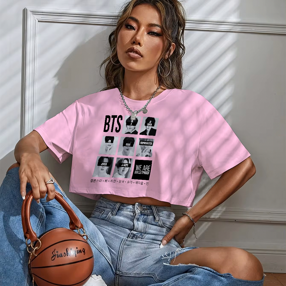 Bts Roupas Swag Feminina Coreanas Blusa Cropped Basica Feminina