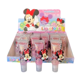 Lip Gloss Com Glitter e Pingente Modelo Minnie Hidratante Infantil Menina