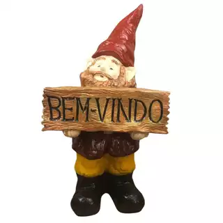 Duende Gnomo Bem Vindo Enfeite Jardim Estátua Decoração 55 CM