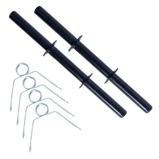 Par Halter Barra Oca 40CM + Barra Reta 1 Metro (COR PRETA) + 6 Presilhas. Academia Barras e Halter