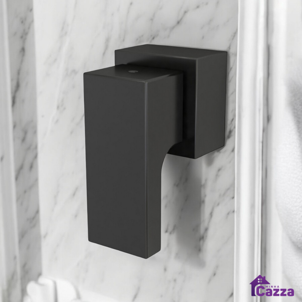 Acabamento Registro Deca Quadrado Banheiro Preto Metal 1/2 - 3/4 - 1