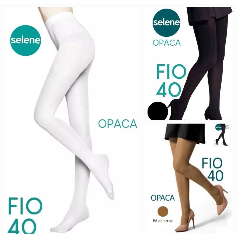Meia Calça Selene Fio 40 Branco Opaca Feminino Adulto Meia Estação ...