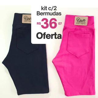 Kit C/2 Bermudas ciclista infantil roupa menina short escolar cores lisas de cotton confortável e versátil