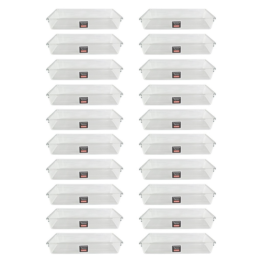 Kit 20 Organizadores de Gavetas Transparente 30x8 | Shopee Brasil
