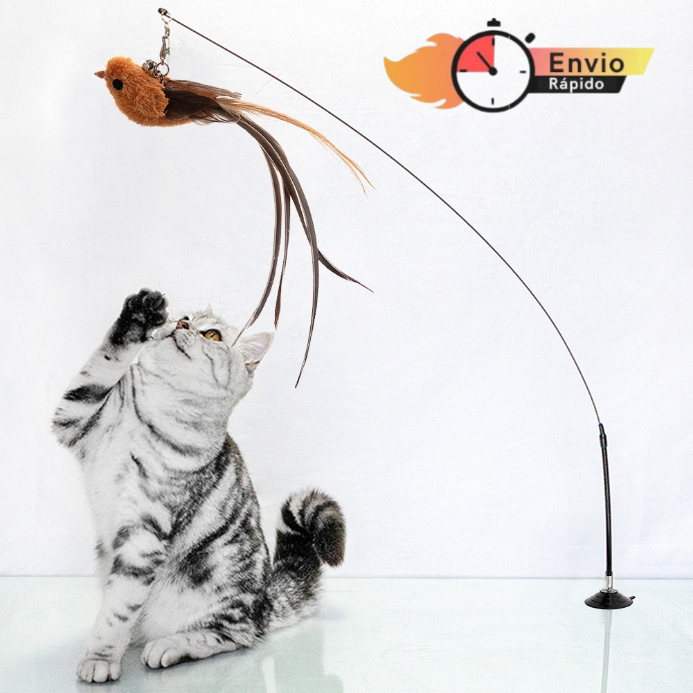 Brinquedo Interativo Varinha De Gatos Simulador De Pássaro Fixa No Chão Estimula Gatos