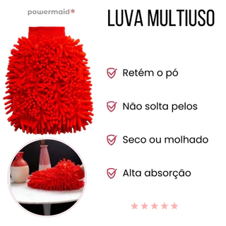 Luva Multiuso De Microfibra Limpeza Automotiva Residencial e Comercial sem riscar - Powermaid