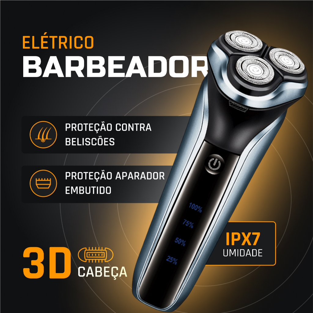 MAD FOX Barbeador Eletrico Masculino Recarregável. Aparador De Barba 3 Em 1