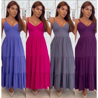 vestido liso longuete longo no tecido viscolinho. forrado