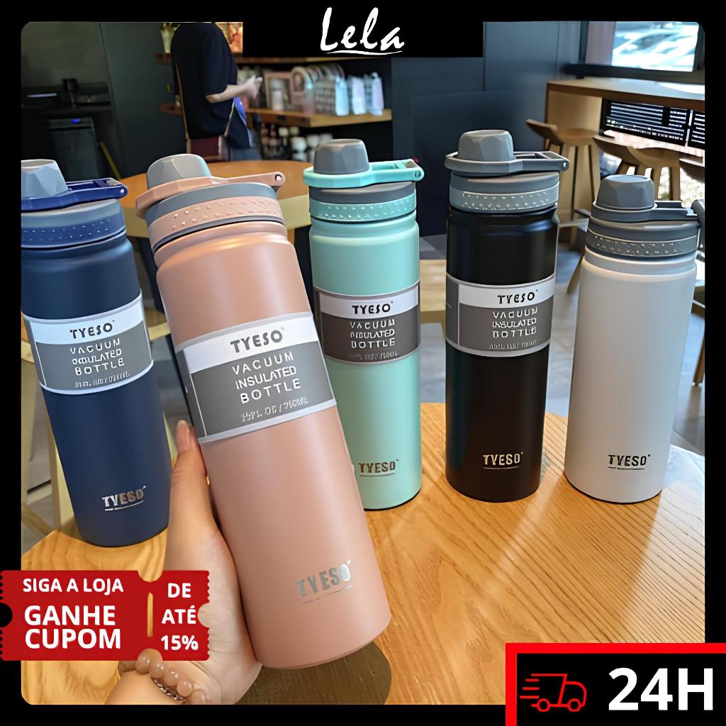 Garrafa de Água 750ML Aço Inoxidável Portátil Copo Isolamento Térmico Esportiva Academia com Alça
